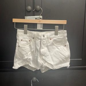white Levi jean shorts